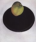 Georgia O'keeffe Canvas Paintings - Green Apple on Black Plate 1922